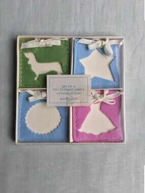 NWT Pottery Barn Kids set of 4 felt storage labels tags dachshund dress star